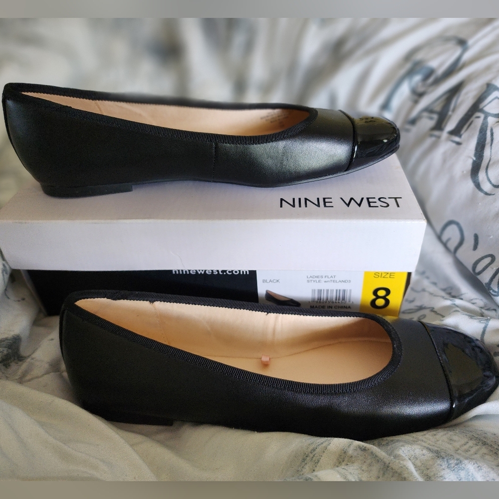 Nine West Teland Black Ballet Flats Women's Size 8